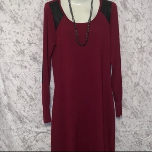 SWEATER DRESS BY ALLISON BRITTANY LONG SLEEVE WINE SIZE LARGE - Picture 1 of 6